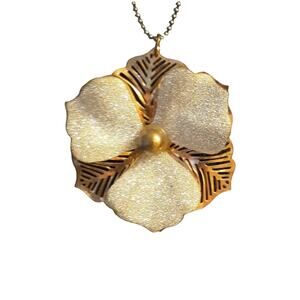 Vintage Necklace Glitter Flower on Microbead Chain